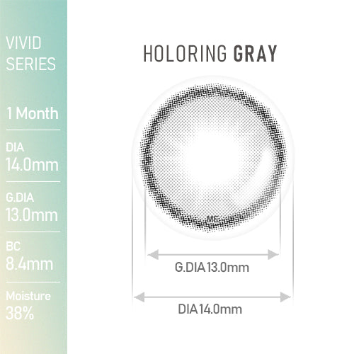 【HOLORIS VIVID】(ホロリス ヴィヴィッド)(Holoring Gray)/1ヵ月タイプ2枚入りカラーコンタクト
